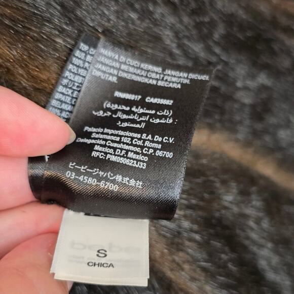 Bebe Brown Faux Fur Reversible Open Vest Women's Sz Small - Picture 9 of 9